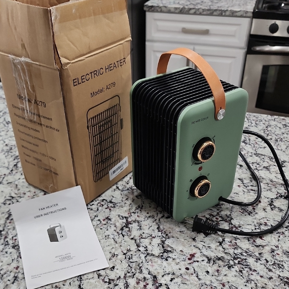 Electric Heater Oscillating, Cold, Warm& Hot Air Features. Green